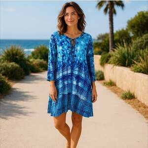Sandiva Lace Up Front Dress or Cover-Up Size L
